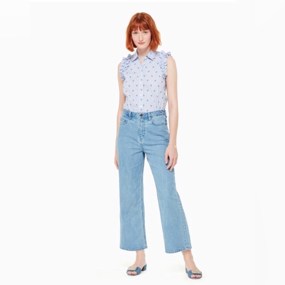 β
Kate Spade Sleeveless Palm tree Button up Top - Light Blue β
- Picture 8 of 17